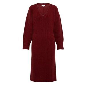 NWT Vince Womens Size Large Ribbed Plunge Neck Long Sleeve Wool Blend Dress NEW